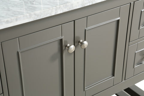 Silvia 48" Vanity Set with White Italian Carrara Marble Top - Distressed Gray
