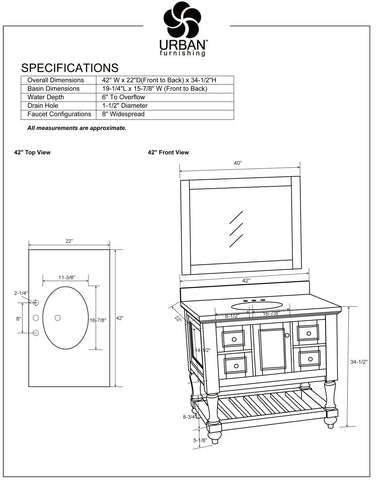 Silvia 42" Vanity Set with White Italian Carrara Marble Top - Distressed Gray
